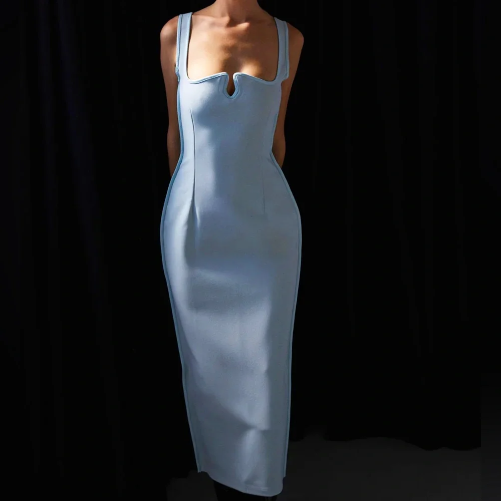 paris georgia diamond dress in mineral blue - Picture 1 of 6